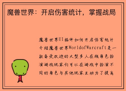 魔兽世界：开启伤害统计，掌握战局
